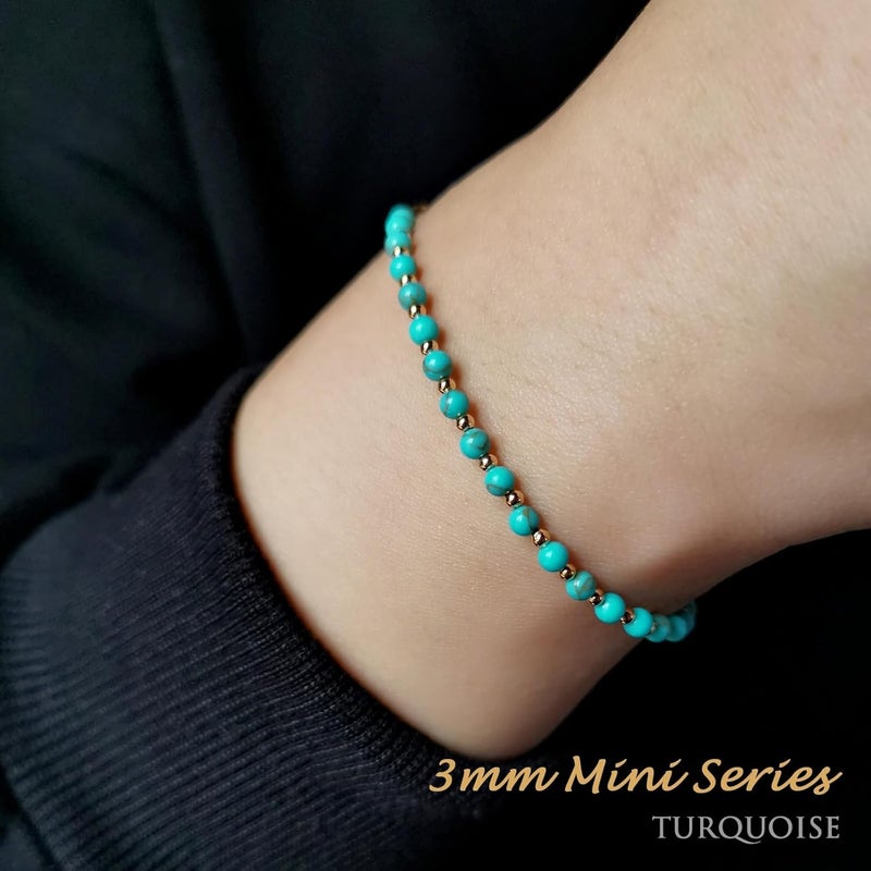 Morchic 3mm Tiny Beads Natural Gemstone Bracelet for Women, Adjustable 7.1" Energy Gem Charm Jewelry, Dainty Handmade Birthday Gift - Image 4